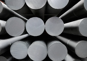 Solid aluminium rods viewed from their ends
